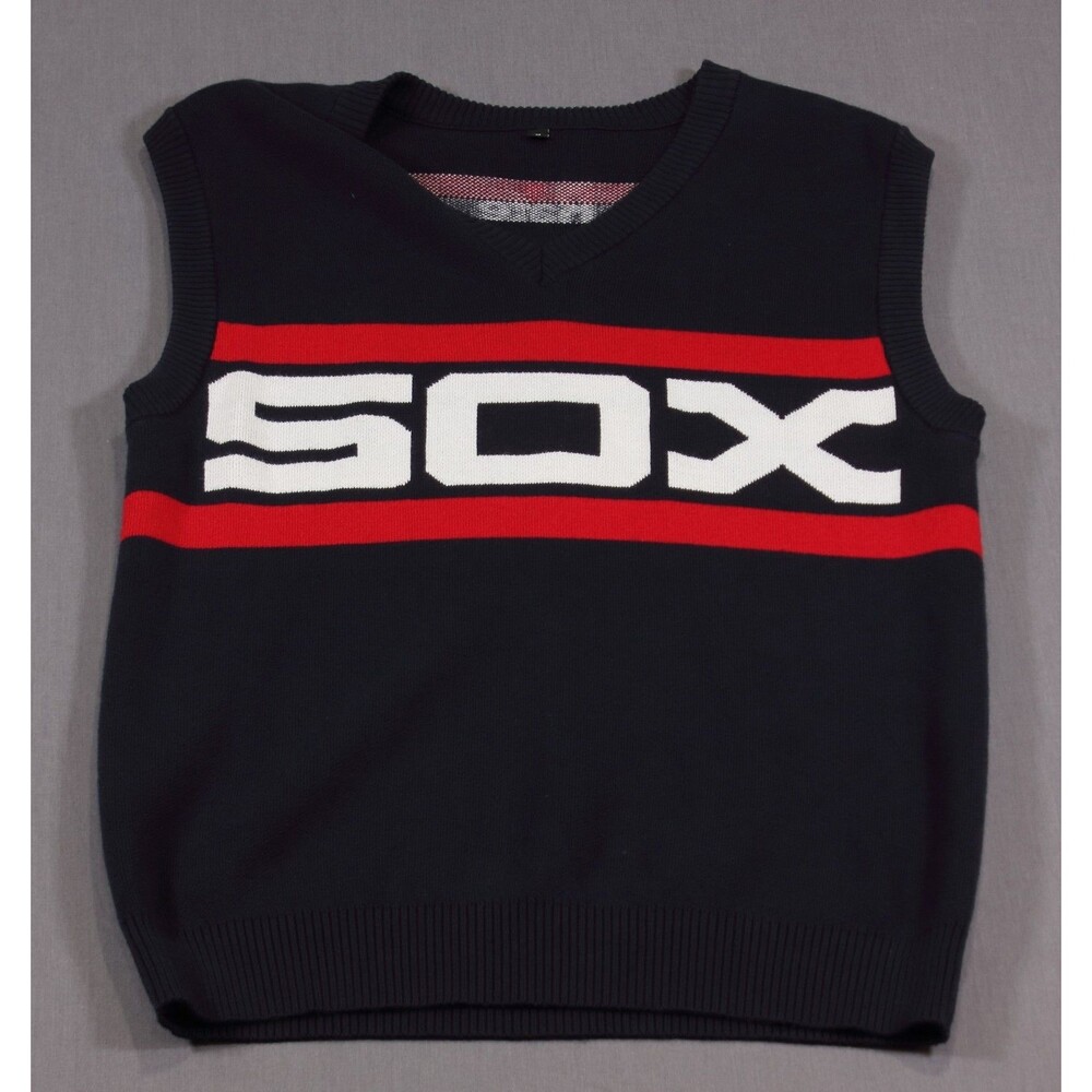 Chicago White Sox Sweater Vest Mens Medium Navy Blue  V Neck Pullover